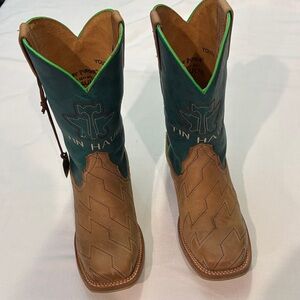 Tin Haul Kids Brown and Teal Western Cowboy Boots